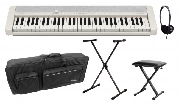 Casio CT-S1WE Casiotone Keyboard Weiß Deluxe Set