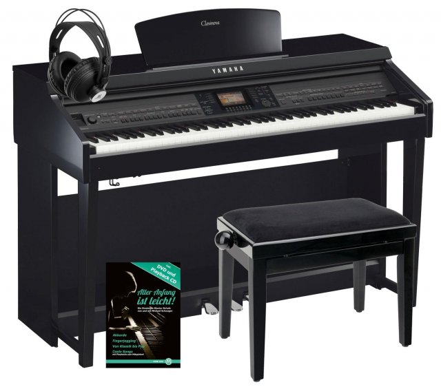 Yamaha CVP-701 PE Clavinova Digitalpiano Schwarz Hochglanz SET inkl. Bank + Kopfhörer + Klavierschule