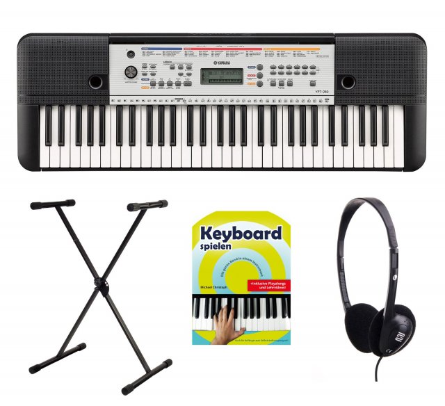 Yamaha YPT-260 Keyboard Set mit Ständer, Kopfhörer & Schule