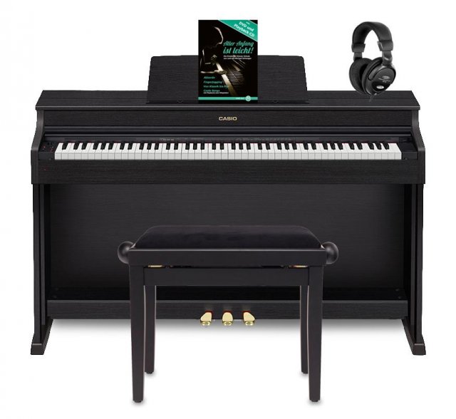 Casio Celviano AP-470 Digitalpiano, Schwarz Set inkl. Pianobank, Kopfhörer & Klavierschule
