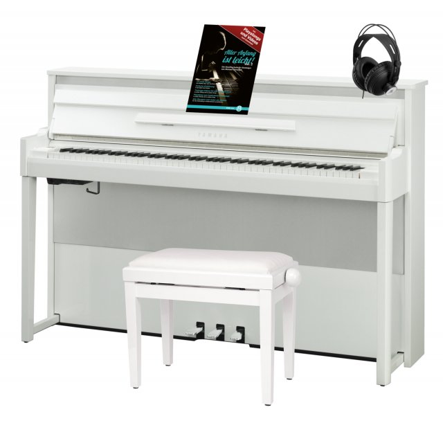 Yamaha NU1XPBW Hybrid Piano Weiß Hochglanz Set inkl. Pianobank, Kopfhörer & Schule