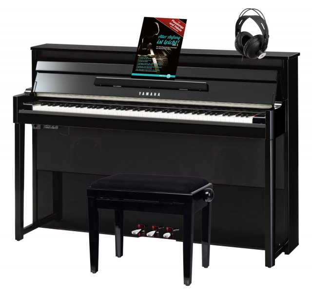 Yamaha NU1X Hybrid Piano Schwarz Hochglanz Set inkl. Pianobank, Kopfhörer & Schule