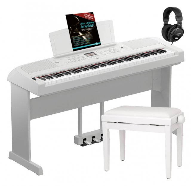 Yamaha DGX-670 WH Portable Piano Weiß Home Set